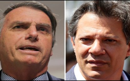 Bolsonaro registra 46% dos votos e Haddad 29%; segundo turno será no próximo dia 28