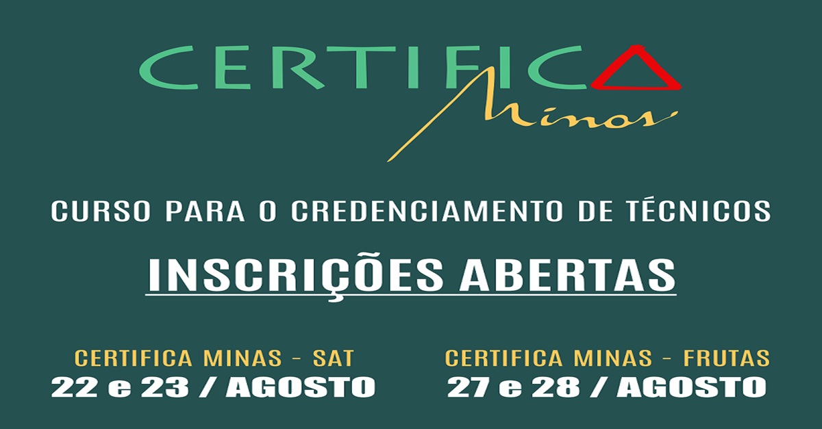 Certifica Minas SAT e Frutas oferecem cursos para credenciamento em Barbacena e Capim Branco