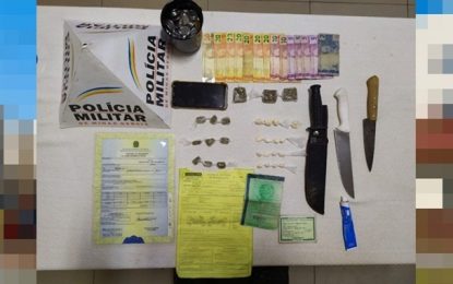 Dupla suspeita de tráfico de drogas é presa pela Polícia Militar, em Barbacena