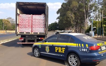 PRF apreende carga de cerveja avaliada em R$ 200 mil no município de Comendador Gomes