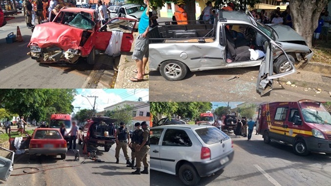 Bombeiros atendem acidente envolvendo três veículos na Avenida Leite de Castro, em São João del-Rei