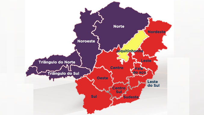 Macrorregiões Centro-Sul e Sudeste regridem para a Onda Vermelha do Minas Consciente