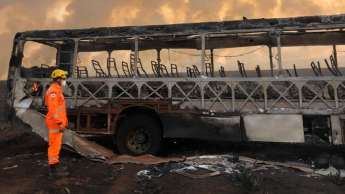 Trabalhador morre após incêndio em canavial atingir ônibus em Ituiutaba