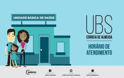 Alteração no horário de atendimento da UBS Correia de Almeida